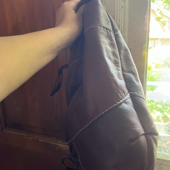 Lucky Brand Italian Leather Purse cognac brown slouchy shoulder hobo - Picture 7 of 10